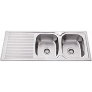 EDEN DOUBLE BOWL SINK WITH SINGLE DRAINER RIGHT HAND BOWL STAINLESS STEEL FIL Kitchen Bathroom