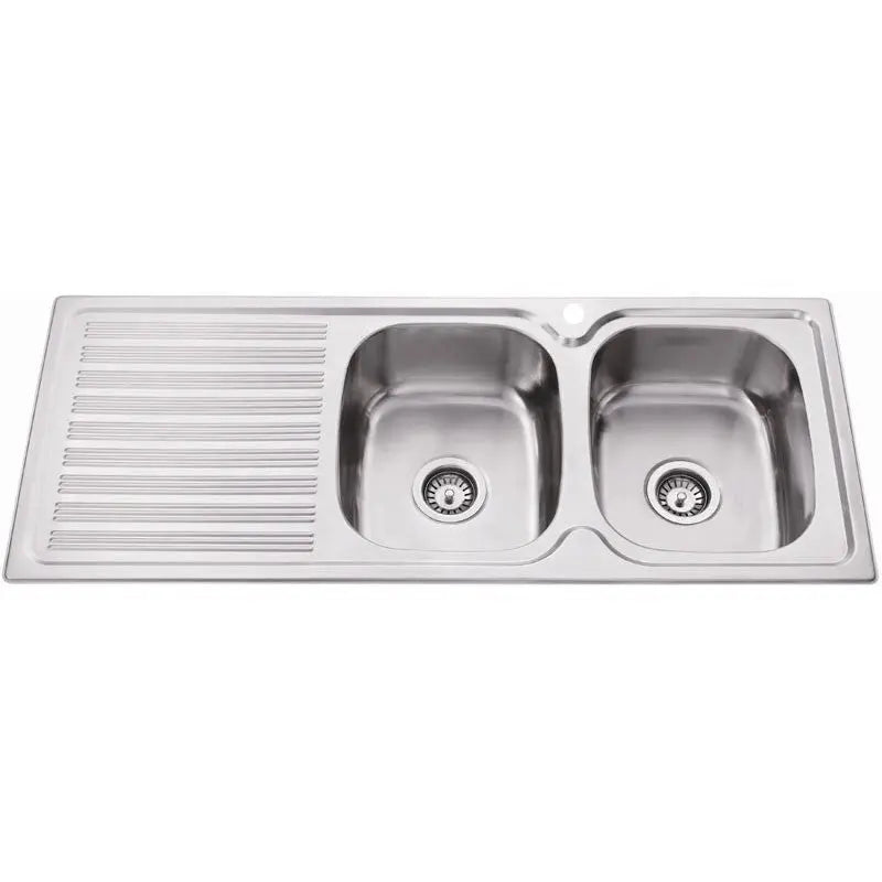 EDEN DOUBLE BOWL SINK WITH SINGLE DRAINER RIGHT HAND BOWL STAINLESS STEEL FIL Kitchen Bathroom