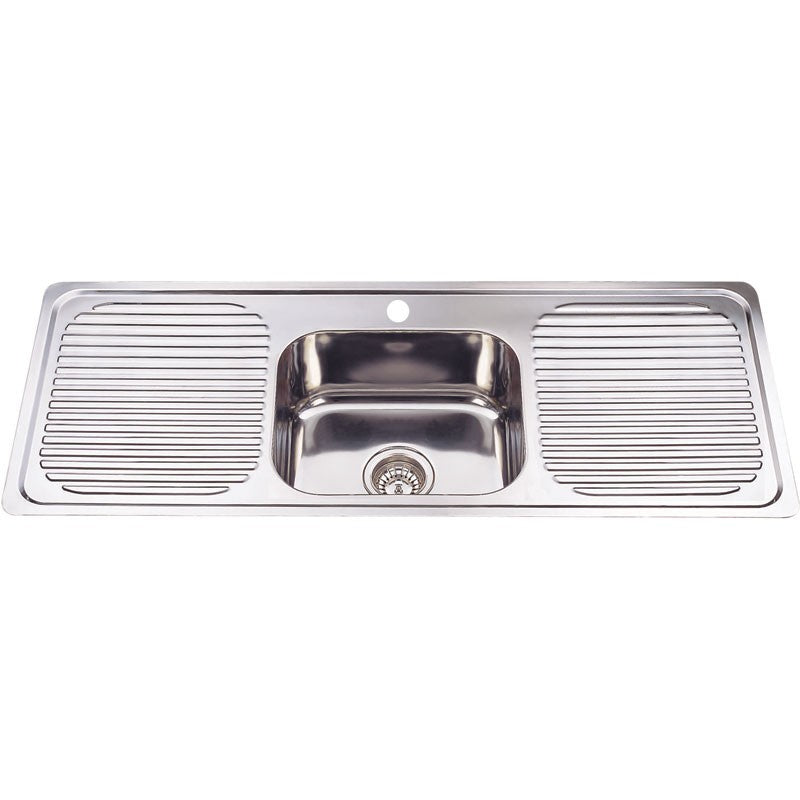 SINGLE KITCHEN SINK WITH DOUBLE DRAINER STAINLESS STEEL