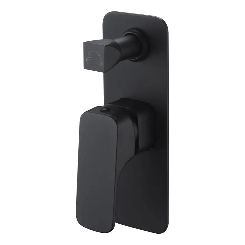 EDEN SOFT SQUARE BATH/SHOWER MIXER WITH DIVERTER CHROME / MATTE BLACK FIL Kitchen Bathroom