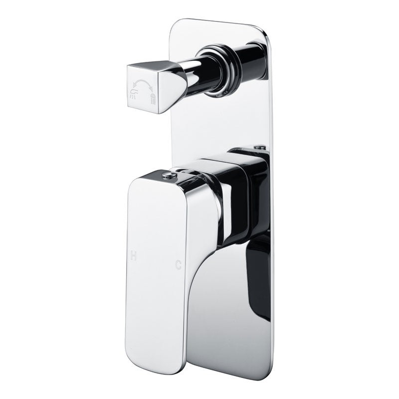 EDEN SOFT SQUARE BATH/SHOWER MIXER WITH DIVERTER CHROME / MATTE BLACK