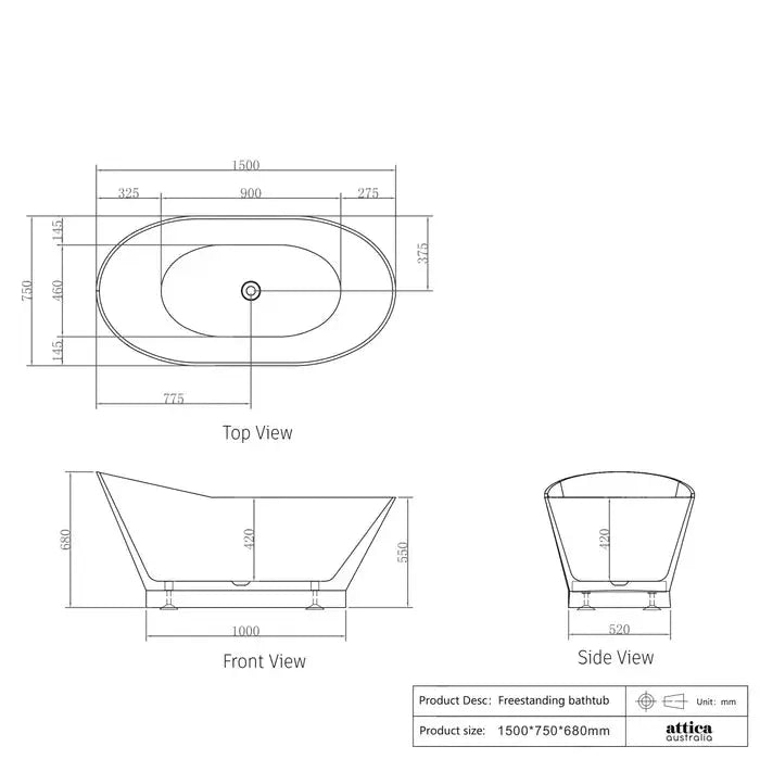 LONDON Gloss White Freestanding Bath IS