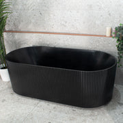 VICTORIA V-Groove Matte Black Freestanding Bath PS