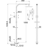 EDEN SQUARE MULTIFUCTION SHOWER SET CHROME / MATTE BLACK FIL Kitchen Bathroom