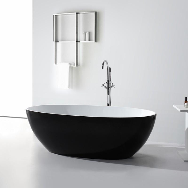 Matte Black & White Freestanding Bath