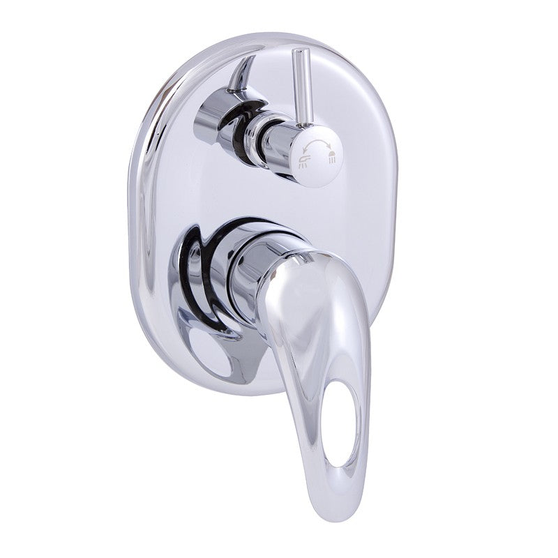 MINA HOLLOW OUT HANDLE WALL MIXER WITH DIVERTER CHROME