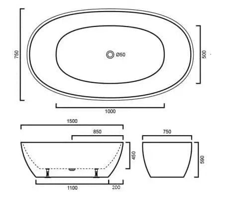 Matte White Freestanding Bath PS