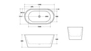 SELINI Gloss White Freestanding Bath PS