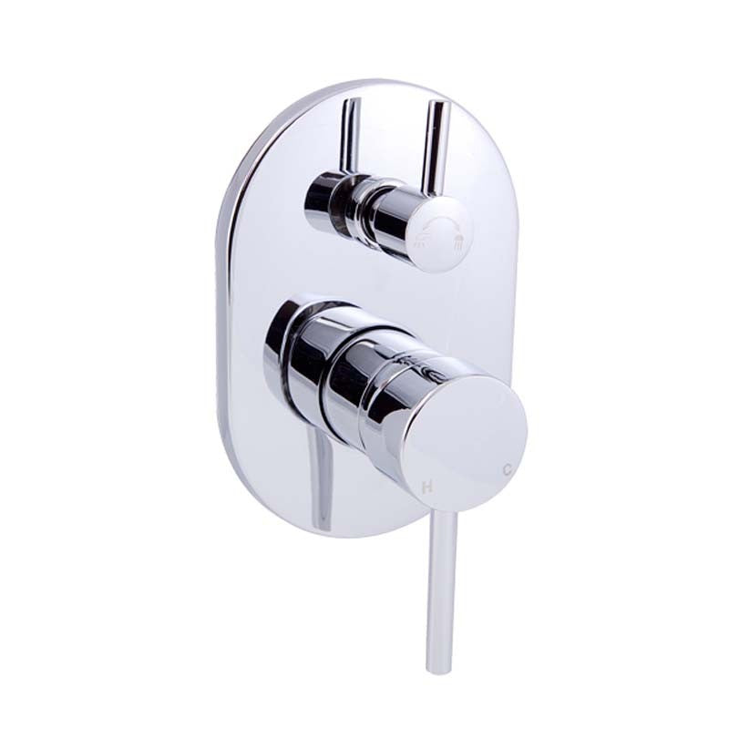 OTUS PIN HANDLE WALL MIXER WITH DIVERTER CHROME / MATTE BLACK