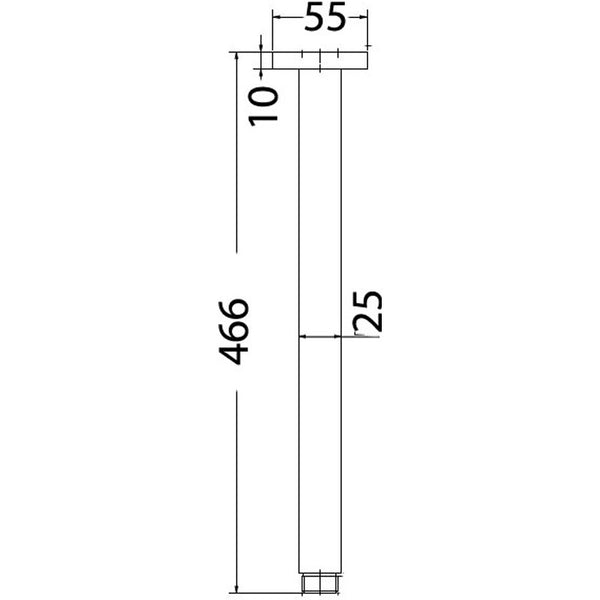 SQUARE VERTICAL SHOWER ARM 450MM CHROME