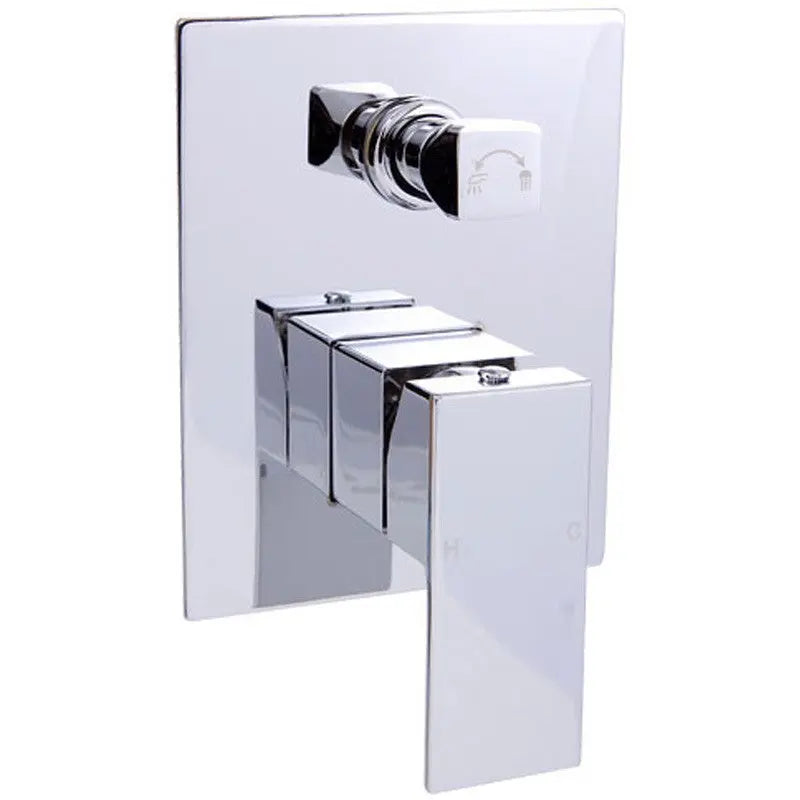 ROSA SQUARE BATH/SHOWER MIXER WITH DIVERTER CHROME / MATTE BLACK FIL Kitchen Bathroom