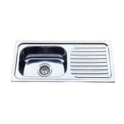 SINGLE KITCHEN SINK WITH SINGLE DRAINER RIGHT/LEFT HAND BOWL STAINLESS STEEL FIL Kitchen Bathroom