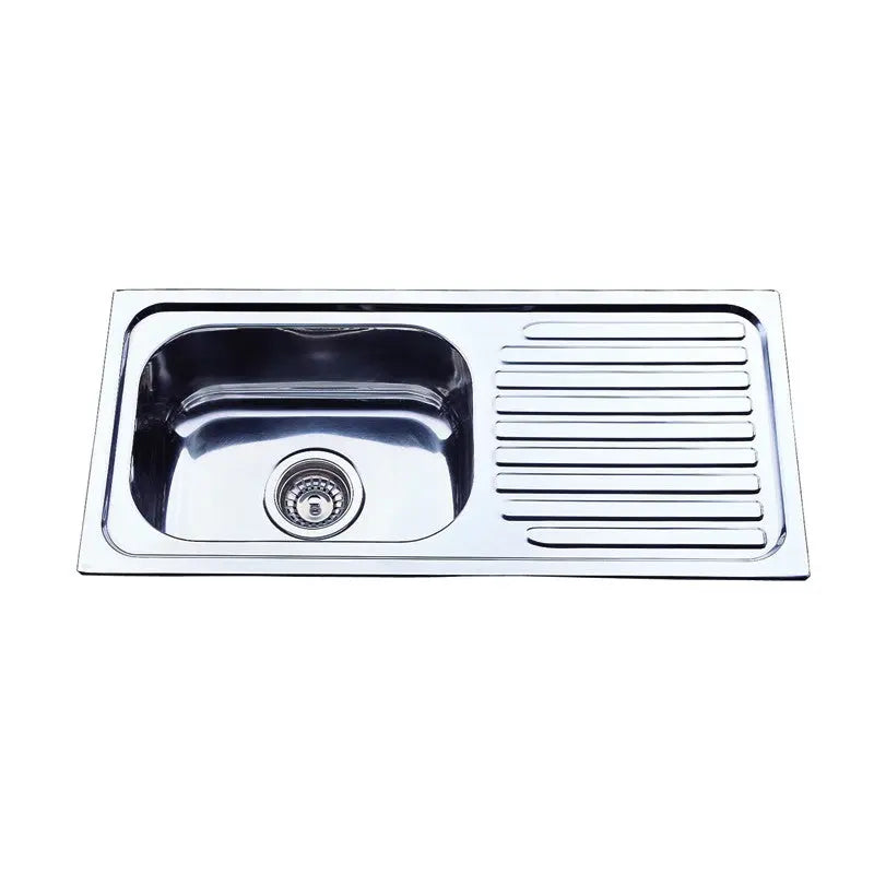 SINGLE KITCHEN SINK WITH SINGLE DRAINER RIGHT/LEFT HAND BOWL STAINLESS STEEL FIL Kitchen Bathroom