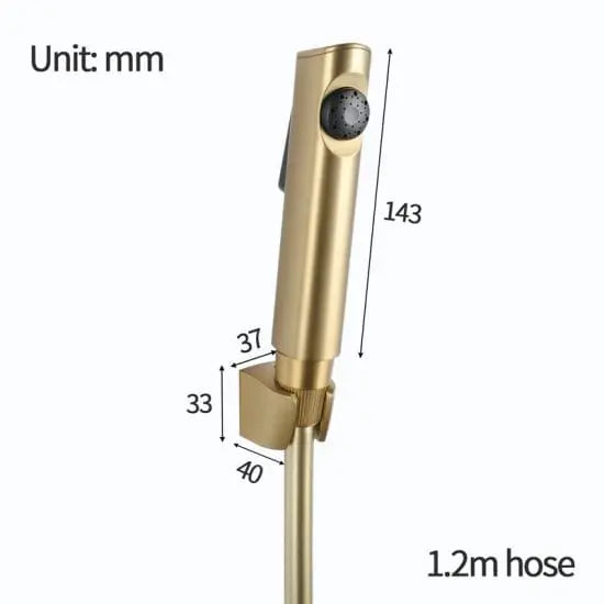 Aqua -  Brushed Yellow Gold Round Toilet Bidet (PVC Hose & ABS Holder) Aquaperla