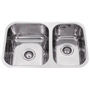 CORA UNDERMOUNT DOUBLE 1 & 3/4 KITCHEN SINK STAINLESS STEEL FIL Kitchen Bathroom