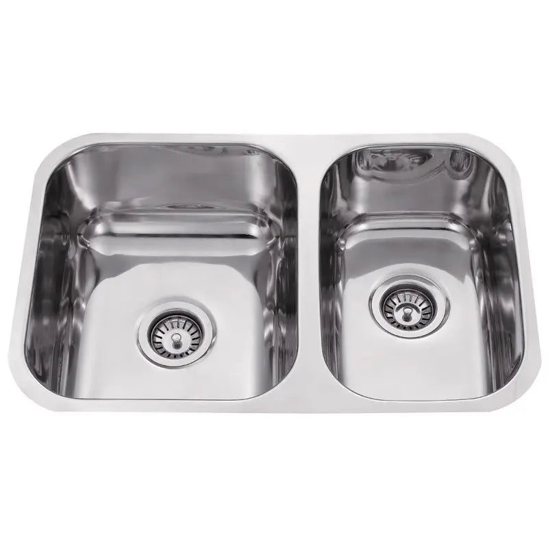 CORA UNDERMOUNT DOUBLE 1 & 3/4 KITCHEN SINK STAINLESS STEEL FIL Kitchen Bathroom