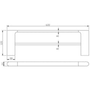 CORA DOUBLE TOWEL RAIL 600MM CHROME & COLOURED FIL Kitchen Bathroom