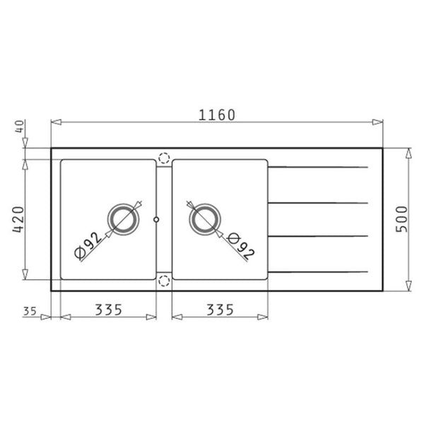 PYRAGANITE DOUBLE KITCHEN SINK WITH SINGLE DRAINER LEFT HAND BOWL CARBON BLACK