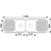 CORA DOUBLE KITCHEN SINK WITH DOUBLE DRAINER FIL Kitchen Bathroom