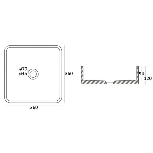 ZALE CONCRETE COUNTERTOP BASIN SQUARE DARK GREY FIL Kitchen Bathroom