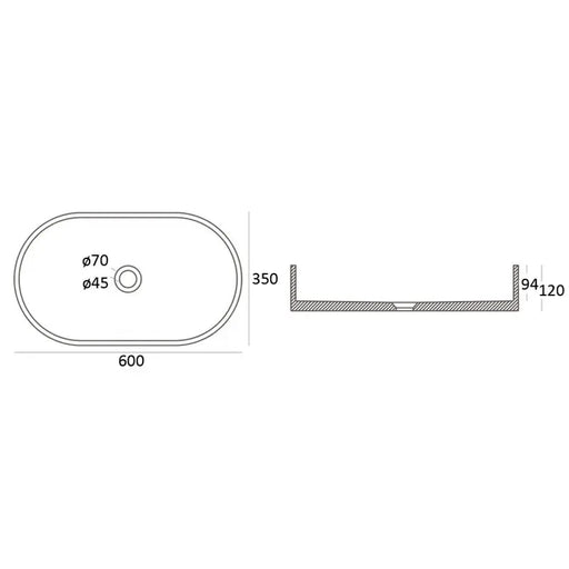 ZALE CONCRETE COUNTERTOP BASIN OVAL DARK GREY FIL Kitchen Bathroom