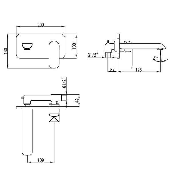 KARA WALL BASIN MIXER CHROME AND COLOURED