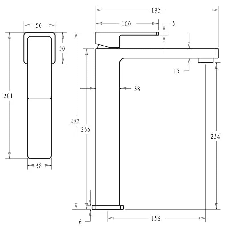 ERAM HIGH BASIN MIXER CHROME/MATTE BLACK FIL Kitchen Bathroom
