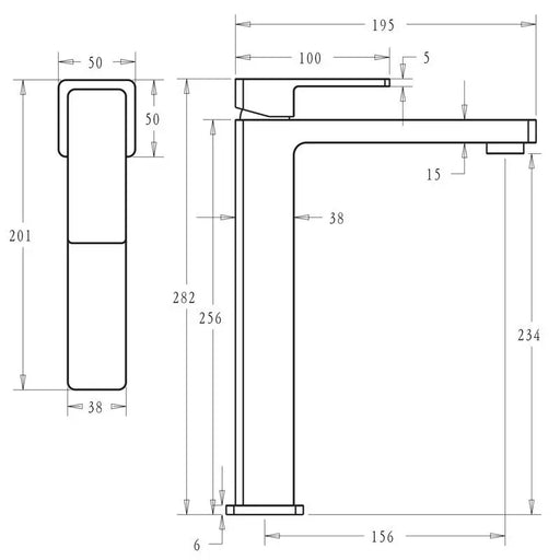 ERAM HIGH BASIN MIXER CHROME/MATTE BLACK FIL Kitchen Bathroom