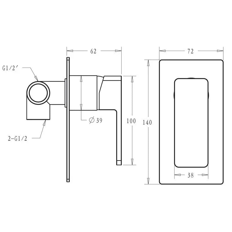 CERAM WALL MIXER CHROME/MATTE BLACK FIL Kitchen Bathroom