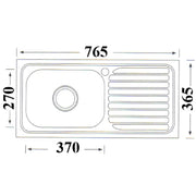SINGLE KITCHEN SINK WITH SINGLE DRAINER RIGHT/LEFT HAND BOWL STAINLESS STEEL FIL Kitchen Bathroom