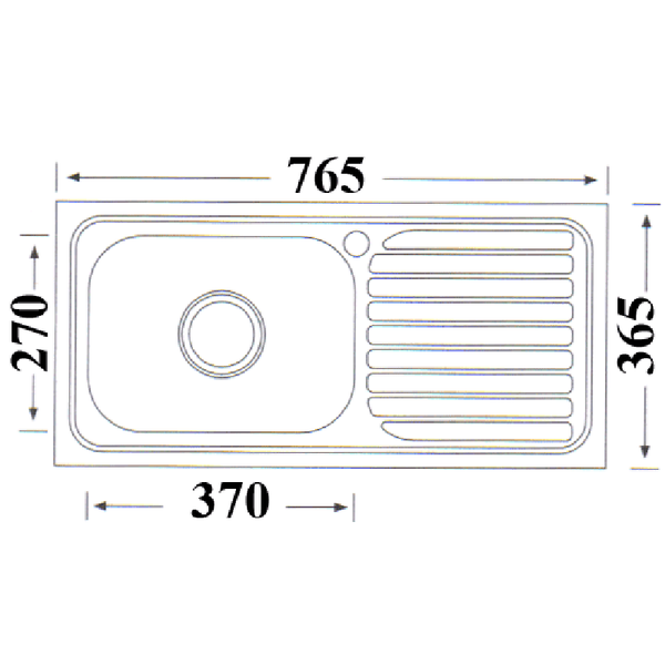 SINGLE KITCHEN SINK WITH SINGLE DRAINER RIGHT/LEFT HAND BOWL STAINLESS STEEL