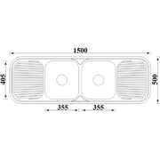 CORA DOUBLE KITCHEN SINK & DOUBLE DRAINER STAINLESS STEEL FIL Kitchen Bathroom