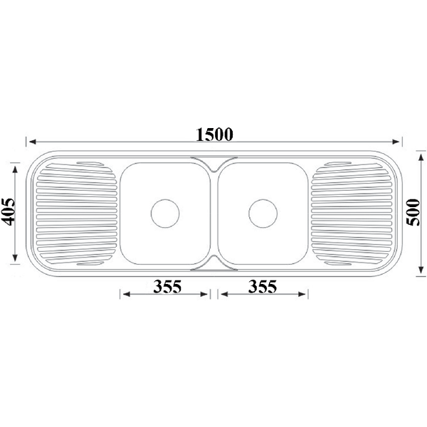 CORA DOUBLE KITCHEN SINK & DOUBLE DRAINER STAINLESS STEEL