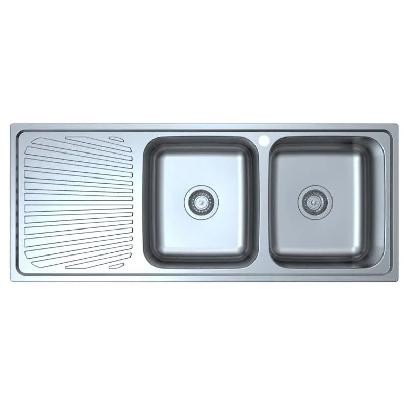 OTUS DOUBLE KITCHEN SINK WITH SINGLE DRAINER RIGHT/LEFT HAND BOWL STAINLESS STEEL FIL Kitchen Bathroom