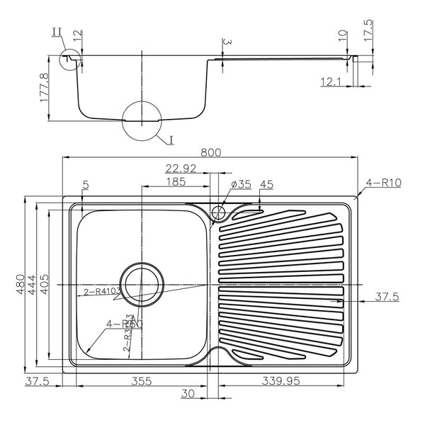 OTUS SINGLE KITCHEN SINK WITH SINGLE DRAINER LEFT HAND BOWL STAINLESS STEEL