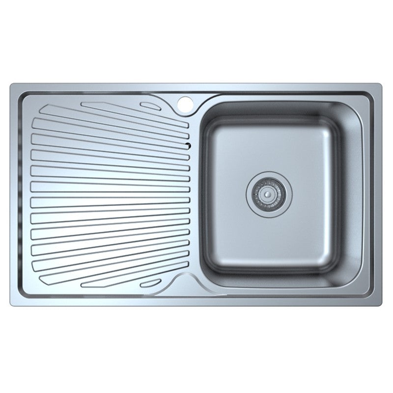 OTUS SINGLE SINK WITH SINGLE DRAINER RIGHT HAND BOWL STAINLESS STEEL