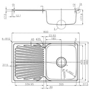 OTUS SINGLE SINK WITH SINGLE DRAINER RIGHT HAND BOWL STAINLESS STEEL FIL Kitchen Bathroom