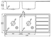 SETO DOUBLE KITCHEN SINK WITH SINGLE DRAINER LEFT HAND BOWL STAINLESS STEEL FIL Kitchen Bathroom