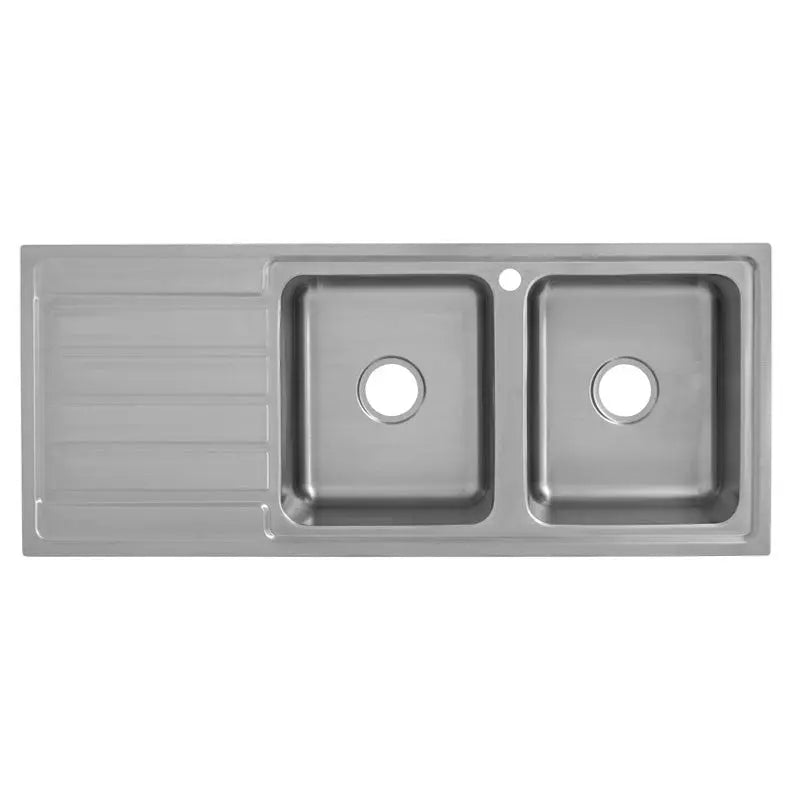 SETO DOUBLE SINK WITH SINGLE DRAINER RIGHT HAND BOWL STAINLESS STEEL FIL Kitchen Bathroom