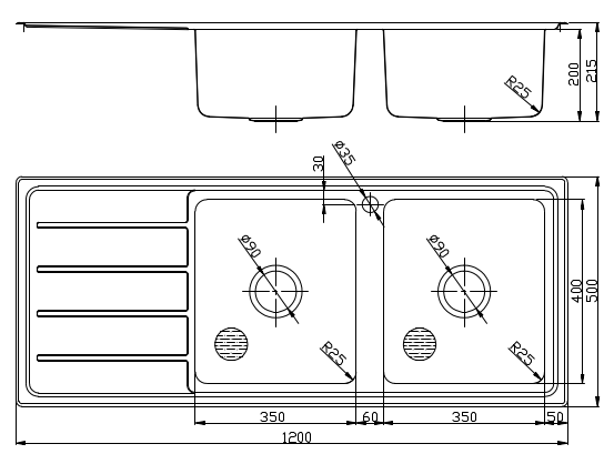 SETO DOUBLE SINK WITH SINGLE DRAINER RIGHT HAND BOWL STAINLESS STEEL