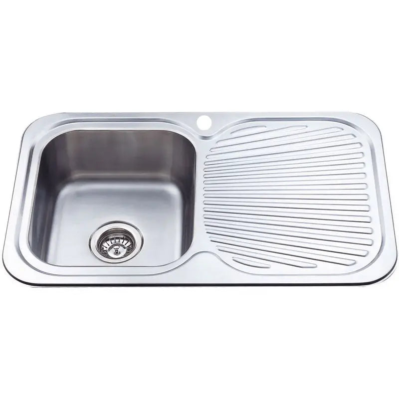 CORA SINGLE KITCHEN SINK WITH SINGLE DRAINER LEFT HAND BOWL STAINLESS STEEL FIL Kitchen Bathroom