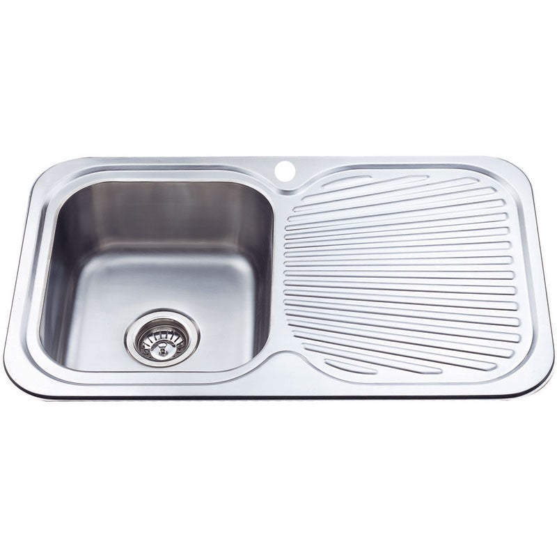 CORA SINGLE KITCHEN SINK WITH SINGLE DRAINER LEFT HAND BOWL STAINLESS STEEL