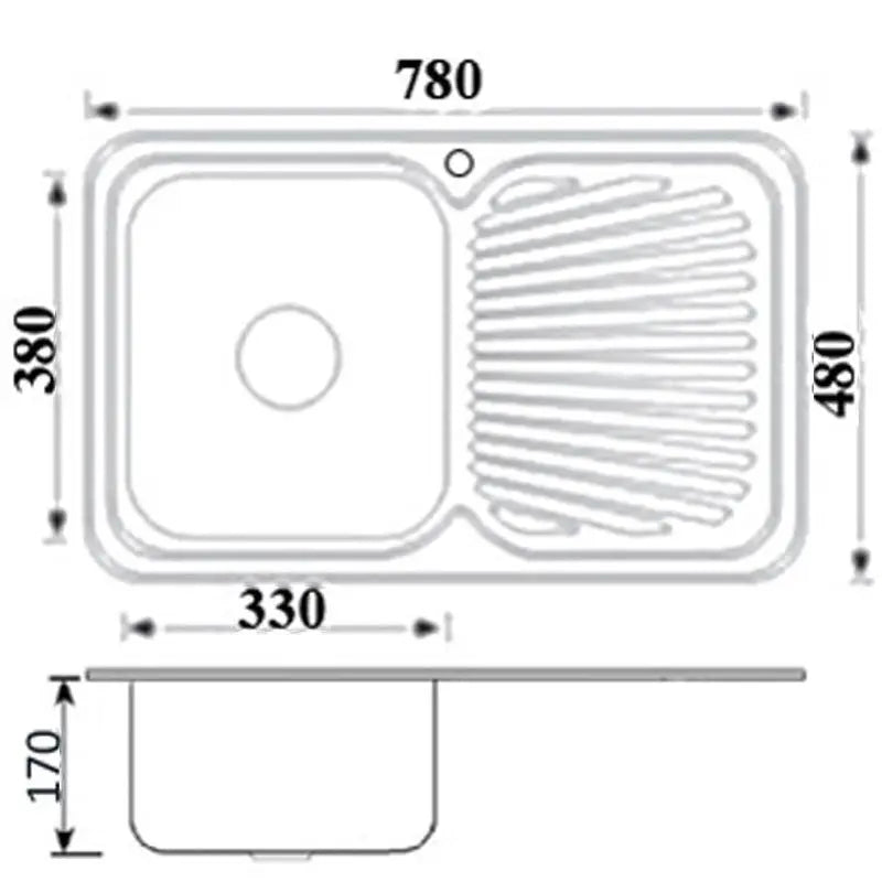 CORA SINGLE KITCHEN SINK WITH SINGLE DRAINER LEFT HAND BOWL STAINLESS STEEL FIL Kitchen Bathroom