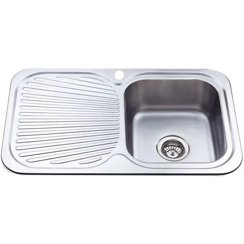 CORA SINGLE KITCHEN SINK WITH SINGLE DRAINER RIGHT HAND BOWL STAINLESS STEEL FIL Kitchen Bathroom
