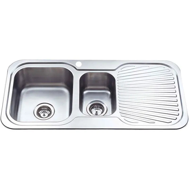 CORA 1 & 1/2 KITCHEN SINK WITH SINGLE DRAINER LEFT HAND BOWL STAINLESS STEEL FIL Kitchen Bathroom