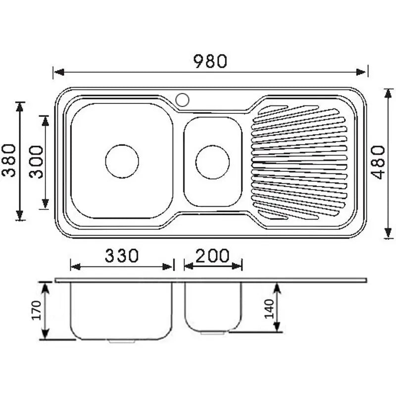 CORA 1 & 1/2 KITCHEN SINK WITH SINGLE DRAINER LEFT HAND BOWL STAINLESS STEEL FIL Kitchen Bathroom