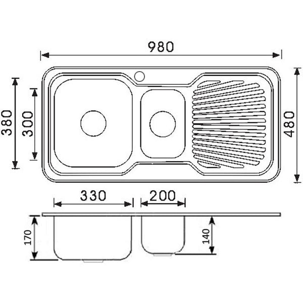 CORA 1 & 1/2 KITCHEN SINK WITH SINGLE DRAINER LEFT HAND BOWL STAINLESS STEEL