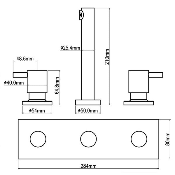 BATH TAP SET WITH PLATE CHROME