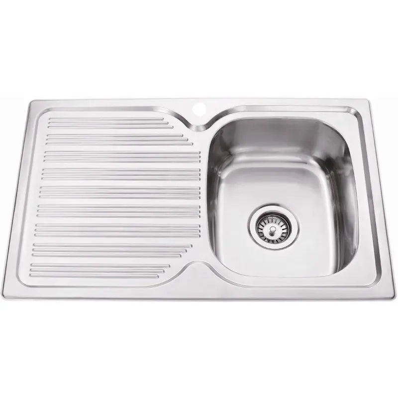 EDEN SINGLE KITCHEN SINK WITH SINGLE DRAINER RIGHT HAND BOWL STAINLESS STEEL FIL Kitchen Bathroom