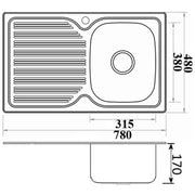 EDEN SINGLE KITCHEN SINK WITH SINGLE DRAINER RIGHT HAND BOWL STAINLESS STEEL FIL Kitchen Bathroom